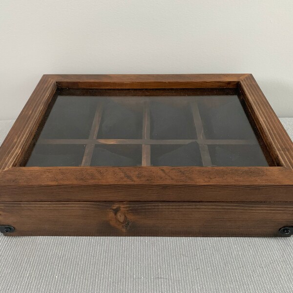 Tennessee - 8 watch organizer, watch box, storage, dresser organizer with Espresso stain and black corners