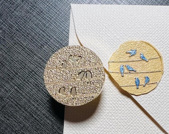Klatschzeit | Vögel auf Drahtwachs Stempel