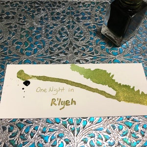 One Night in R'lyeh, shimmer green ink(metallic ink) inspried by Cthulhu Mythos image 5