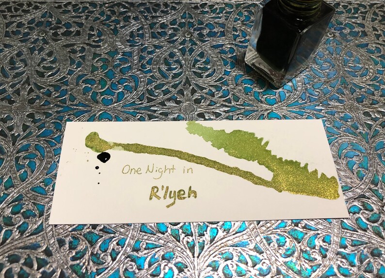 One Night in R'lyeh, shimmer green ink(metallic ink) inspried by Cthulhu Mythos image 5