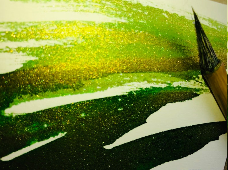 One Night in R'lyeh, shimmer green ink(metallic ink) inspried by Cthulhu Mythos image 2
