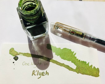 One Night in R&#39;lyeh, shimmer green ink(metallic ink) inspried by Cthulhu Mythos