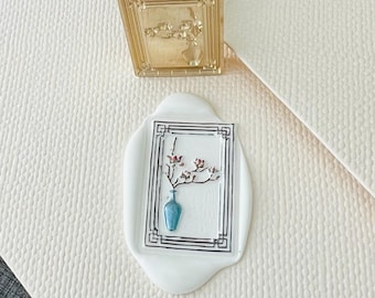 Winter Pflaume im Fenster Siegel Stempel, 3D Wachs Siegel Stempel