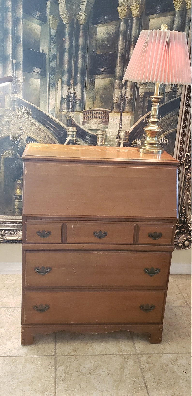 Chippendale Style Governor Winthrop Drop Top Desk Dresser In Etsy