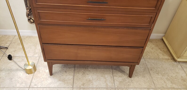 Dixie Tallboy Vintage Mid Century Modern Dresser Chest Of Etsy