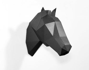 Horse Head Sculpture, 3D Paper Craft, DIY Wall Art, Origami Horse, Printable Low Poly Paper Art, Home Decor, DIY Gift, Print At Home Pdf