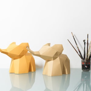 Paper Craft Elephant, Elephant Papercraft 3D, DIY Gift 3D Papercraft Elephant, 3D Origami, PDF Pattern, Gift for her, Funny Elephant