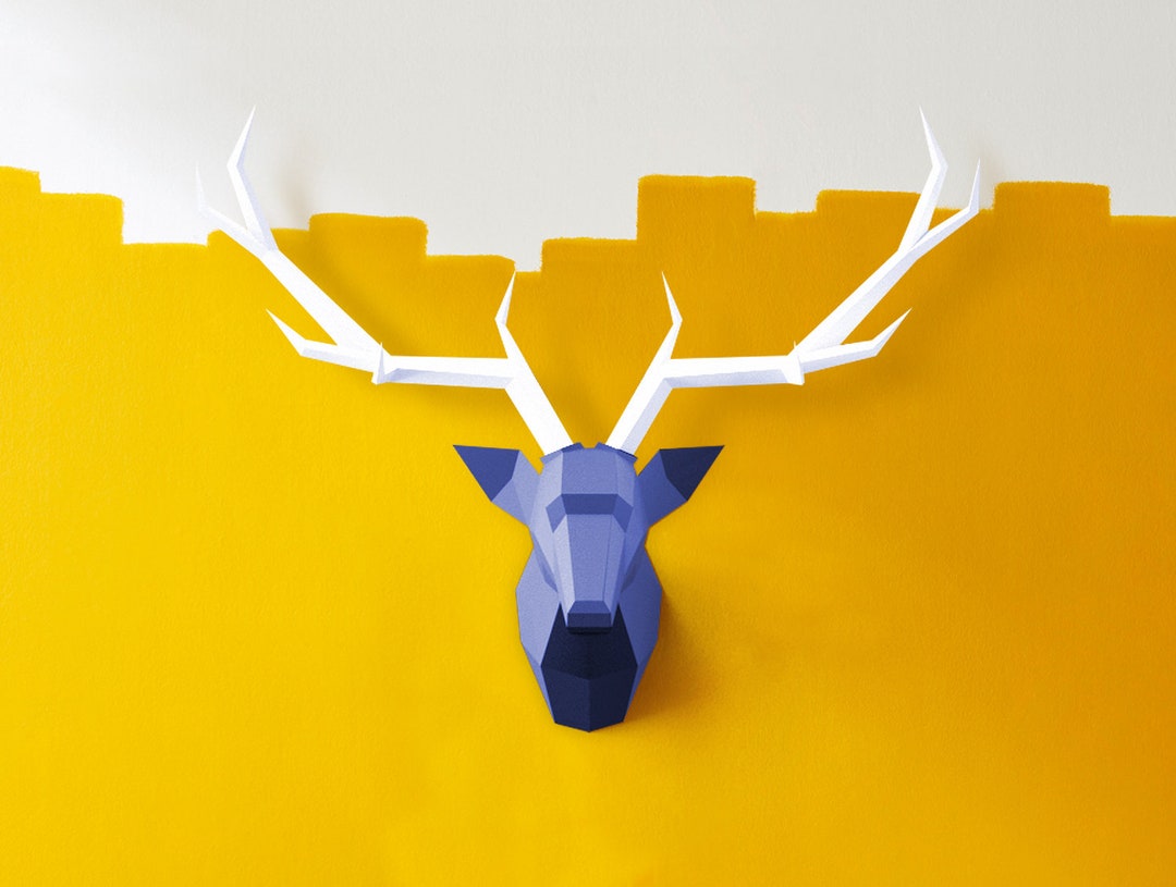 Deer Paper Sculpture, 3D Paper Craft, DIY Wall Art, Origami Deer