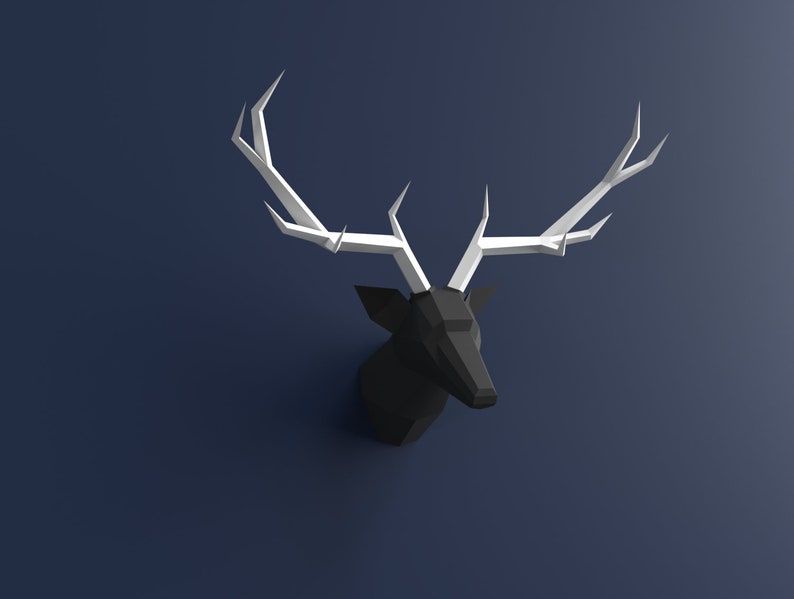 Deer Paper Sculpture, 3D Paper Craft, DIY Wall Art, Origami Deer