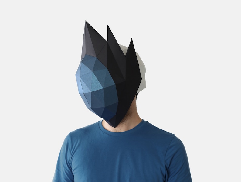 Anime Costume 3D Paper Craft Template Anime Mask Instant Pdf Download Halloween Mask Halloween Costume Printable Low Poly Paper Mask