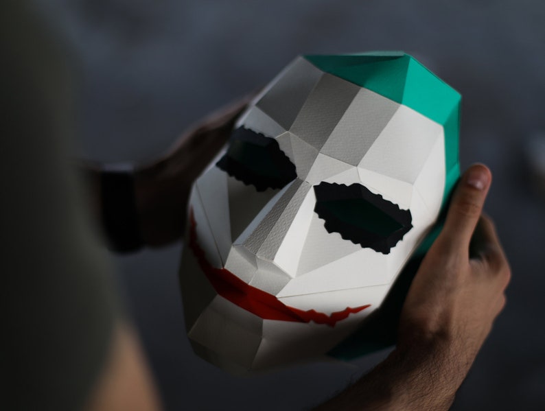 Joker Mask, DIY Low Poly Joker Mask, Papercraft Template, Low Poly