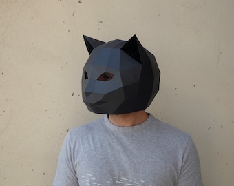 DIY low poly Cat Mask, Cat Mask, Papercraft Template, 3D Low Poly Masks,Origami Cat,DIY Printable Animal Mask,Instant Pdf Download,Gift Idea