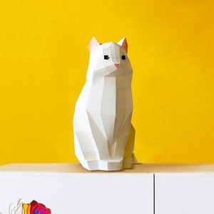 DIY low poly Persian cat sculpture, low poly cat sculpture, Persian cat sculpture,Cat sculpture,Papercraft Template,Low Poly Cat,Origami cat