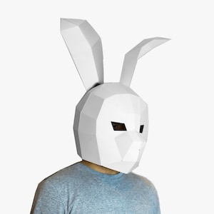 Rabbit Mask, DIY Hare Mask, Halloween Mask, Easter Rabbit, Instant Pdf download, Printable Mask, Paper Craft, Low Poly Mask, Origami Hare