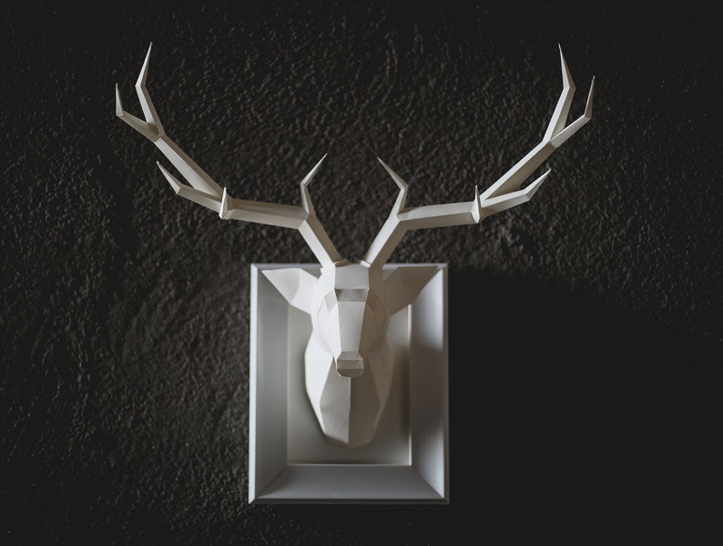 Deer Paper Sculpture, 3D Paper Craft, DIY Wall Art, Origami Deer