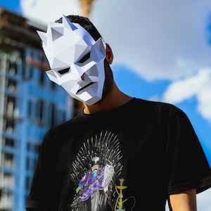 DIY low poly DEVIL Mask - Make this easy mask for Halloween, with this PDF download