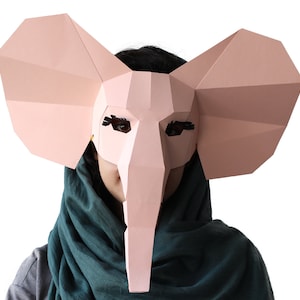 DIY low poly Elephant Mask, Elephant Mask, Papercraft Template, DIY Animal Mask, Instant Pdf Download, Low Poly Masks,Origami Mask,Gift idea