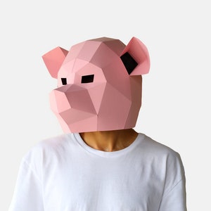 Low Poly DIY Pig Mask,Pig Mask , Papercraft Template, 3D Low Poly Masks, Origami Pig, DIY Printable Animal Mask, Instant Pdf Download, Gift