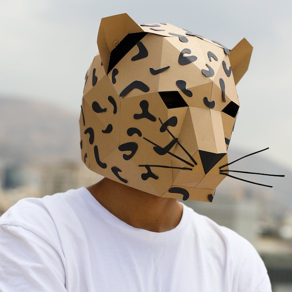 DIY low poly Cheetah Mask, Cheetah Mask, DIY Printable Animal Mask, Papercraft Template, Instant Pdf Download,Low Poly Masks,Origami Cheetah
