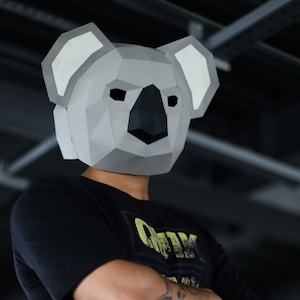 DIY low poly Koala Mask, Papercraft Template, 3D Low Poly Masks, Origami Koala,DIY Printable Animal Mask,Instant Pdf Download,Gift Idea,Gift