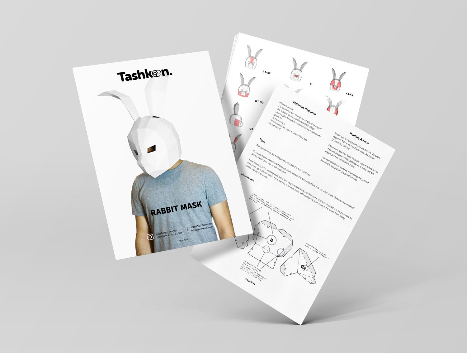 Diy Rabbit Mask Kit Rabbit Mask DIY Hare Mask Halloween Mask Easter Rabbit - Etsy
