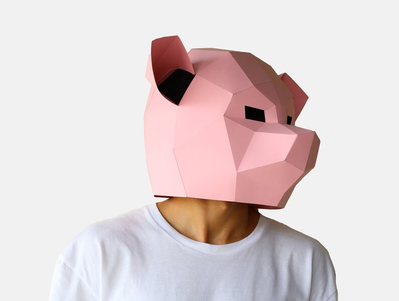 Low Poly DIY Pig Mask,pig Mask , Papercraft Template, 3D Low Poly Masks ...