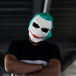 Joker mask, DIY low poly Joker Mask, Papercraft Template, Low Poly Masks, Origami Mask, DIY Printable Mask,Instant Pdf Download,Gift Idea