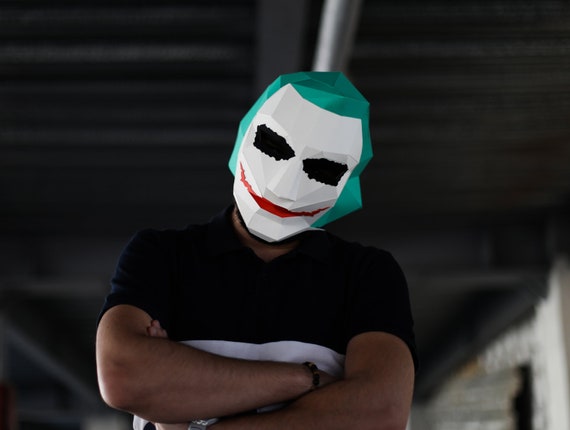 Download Joker Mask Diy Low Poly Joker Mask Papercraft Template Low Etsy