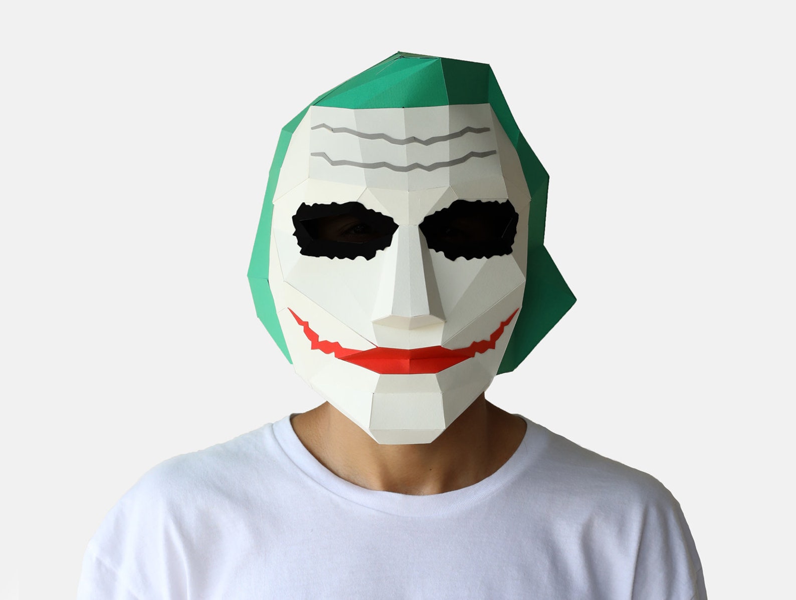 Joker Mask, DIY Low Poly Joker Mask, Papercraft Template, Low Poly