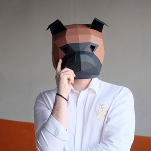 DIY low poly Bulldog Mask, Bulldog Mask, Low poly Dog Mask, Bulldog Mask, 3D Low Poly Masks, Origami Bulldog, DIY Printable Animal Mask