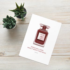 Biglietto d'auguri vuoto con busta per profumo Tom Ford / Estetica di lusso illustrata e chic / Varie dimensioni