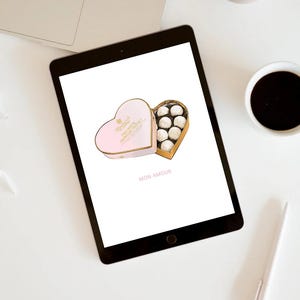 Truffles background for iPhone or Android, Tablet and Desktop | Valentines Aesthetic Minimalist Lock screen Illustration | Instant Download