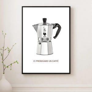 Bialetti Moka Pot Italian Art Print |Chic Coffee Minimalist Trendy Eclectic Morning Aesthetic Dorm Office Kitchen Room Decor | Various Sizes