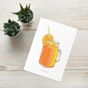 Fresh Orange Juice Blanko Grußkarte mit Umschlag | Luxus illustrierter Sommerdrink schick minimalistisch einfach ästhetisch | Verschiedene Größen