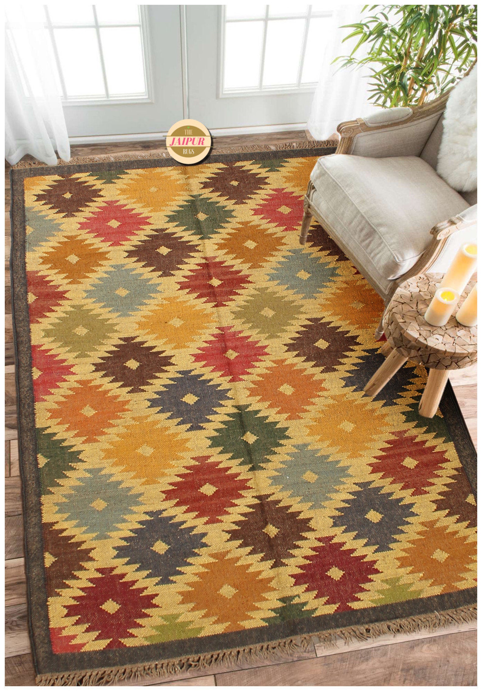 4x6 5x8 6x9 8x10 ft Indian Kilim Rug Multicolor Rug Etsy