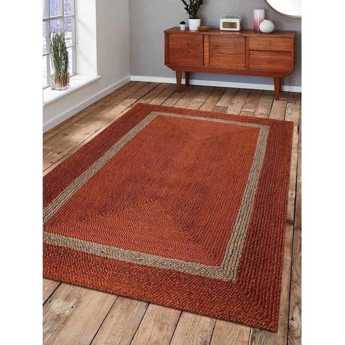 Braided Rag Rug Square Jute Rug Rag Hand Woven Jute Rug Etsy