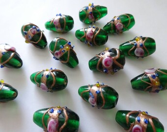 Antique Venetian fancy spiral black bead V 795