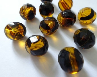 Tortoise Shell Colour Beads 6mm Czech Faceted Beads Tiger Striped Beads Matt Finish Beads Packs Of 100