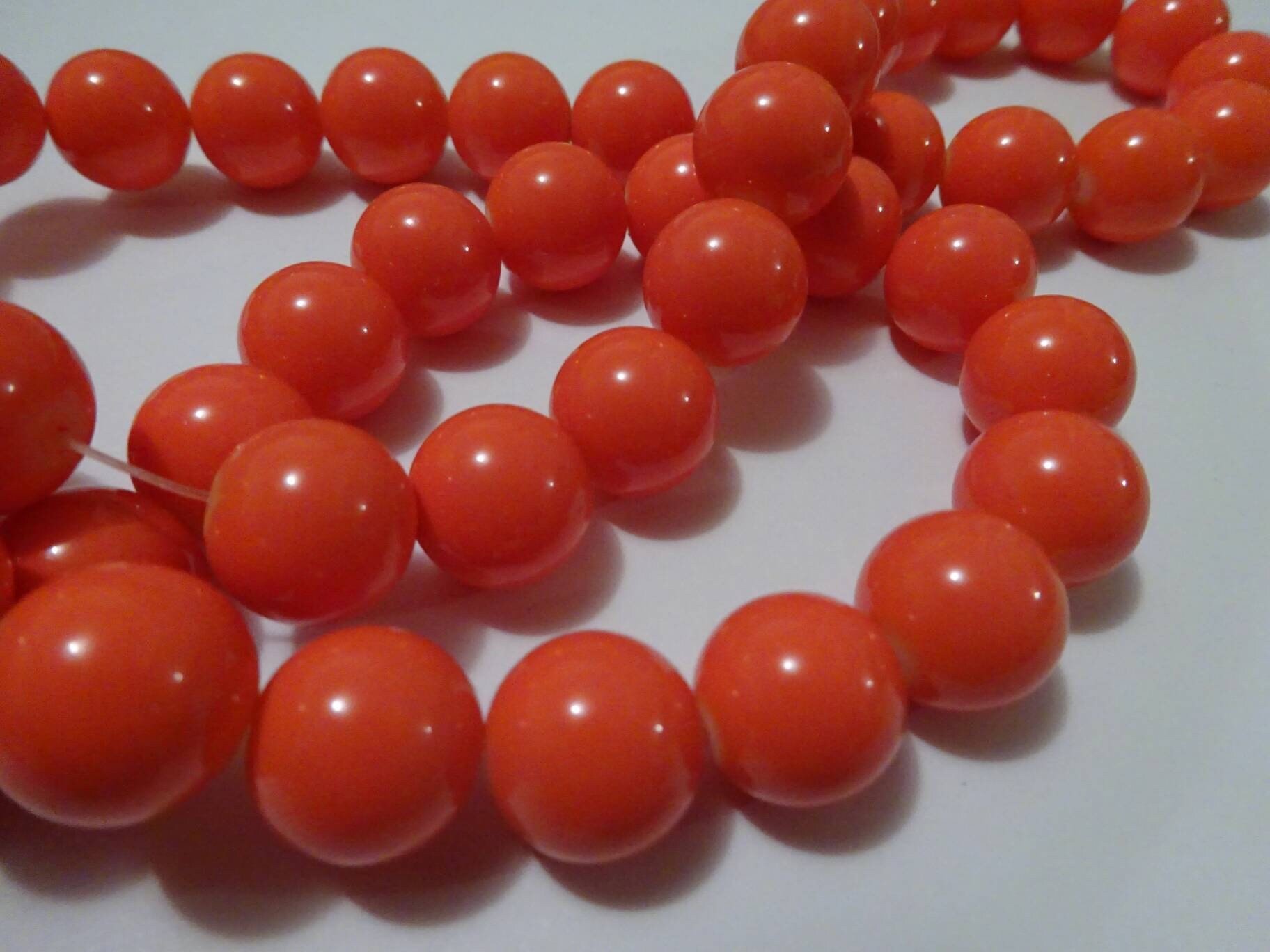 14mm Large Orange Glass Beads Opaque Glass Beads Jewellery Etsy