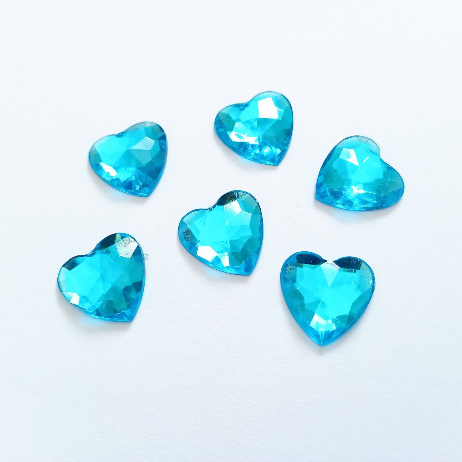 Large Sea Blue Hearts Faceted Crystal Gems Rhinestone Gems Etsy