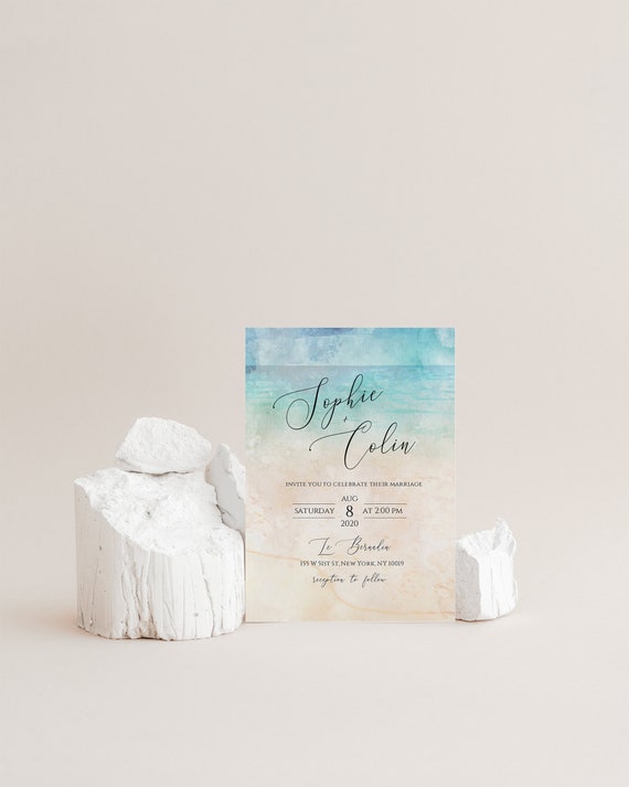 Strand Hochzeit Einladung Vorlage Suite Ozean Hochzeit Etsy