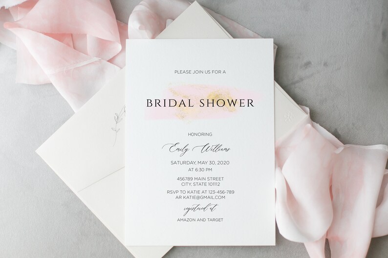 Bridal Shower Invitation Pink Bridal Shower Invitation Etsy