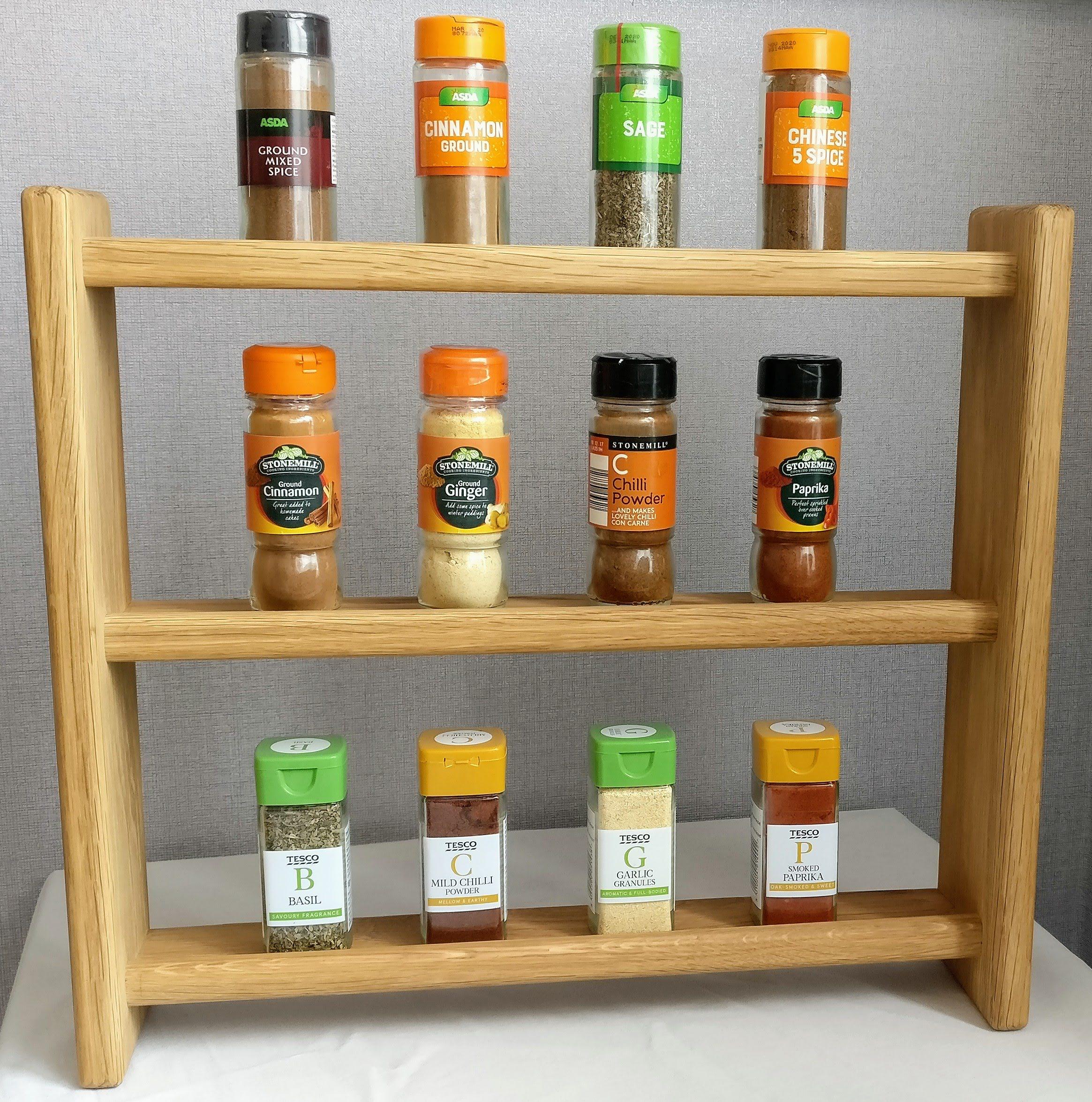 Pantry Cooking Spice Rack 12pk Urban Green Glass Jar With Bamboo