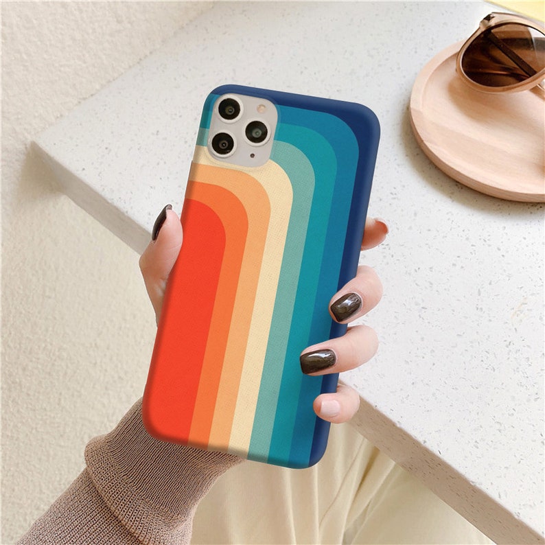 Retro Rainbow Iphone 14 13 12 Case Iphone 12 Pro Case Iphone Etsy