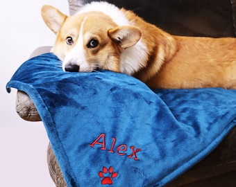 Dog Blanket Personalized with Name Plush Blanket Embroidered Name New Puppy Gift Puppy Blanket