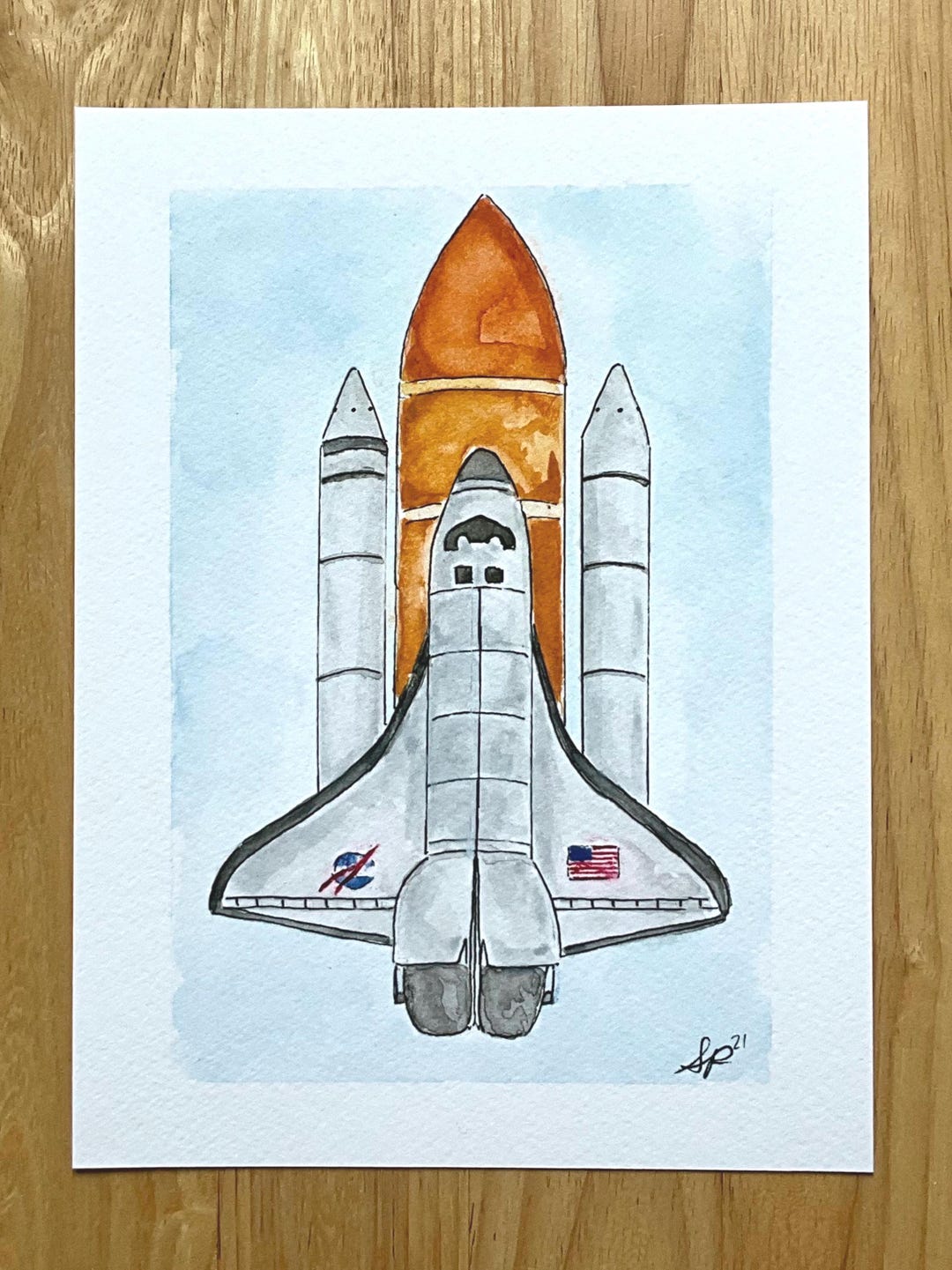 Print of Space Shuttle Challenger Watercolor Painting - Etsy