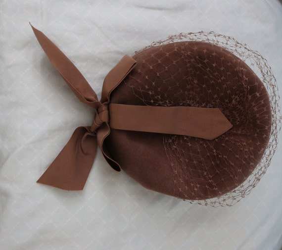 VINTAGE Peachbloom Velour Light brown 1950's Hat … - image 6