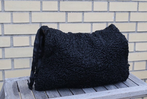 VINTAGE 1950's Large black wool astrakhan/ Persia… - image 2