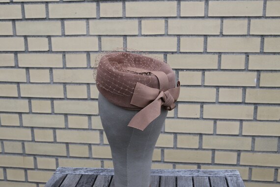 VINTAGE Peachbloom Velour Light brown 1950's Hat … - image 7