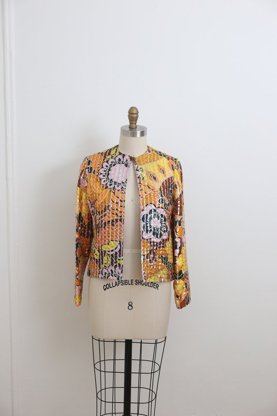VINTAGE 1970s psychedelic print sequin jacket